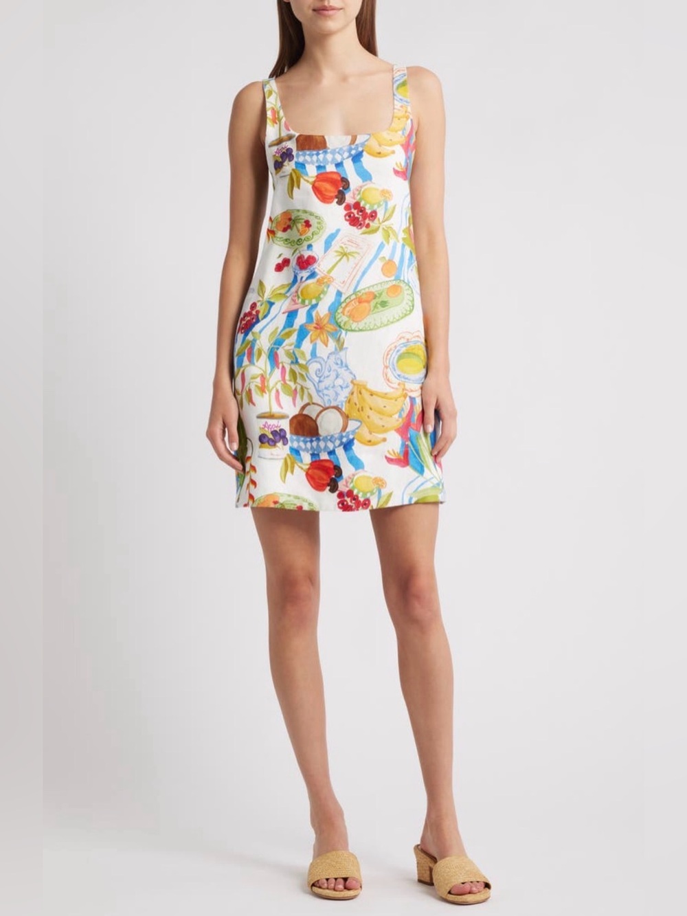 FARM Rio Fresh Table Linen Mini Dress S Fruit Tropical Resort Vacation